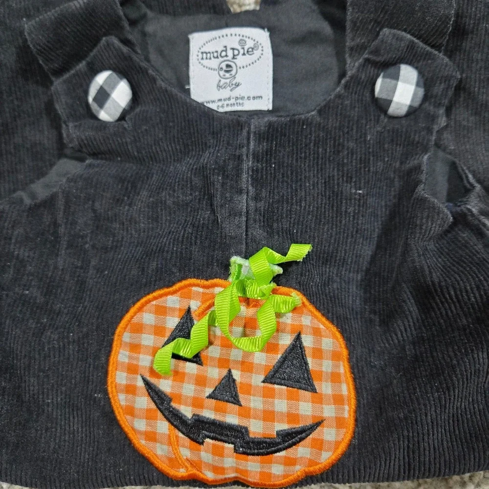 Mud Pie Baby Halloween Pumpkin Corduroy Longall Overalls 0-6M